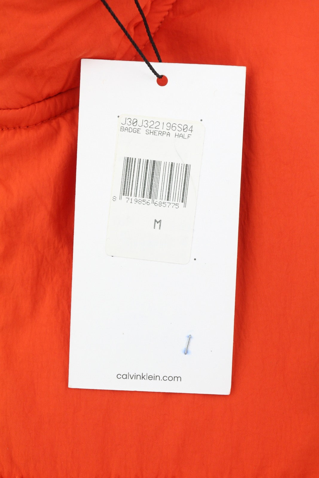 CALVIN KLEIN Badge Sherpa Half Men Sweatshirt M Orange Fleece Pull On RRP129
