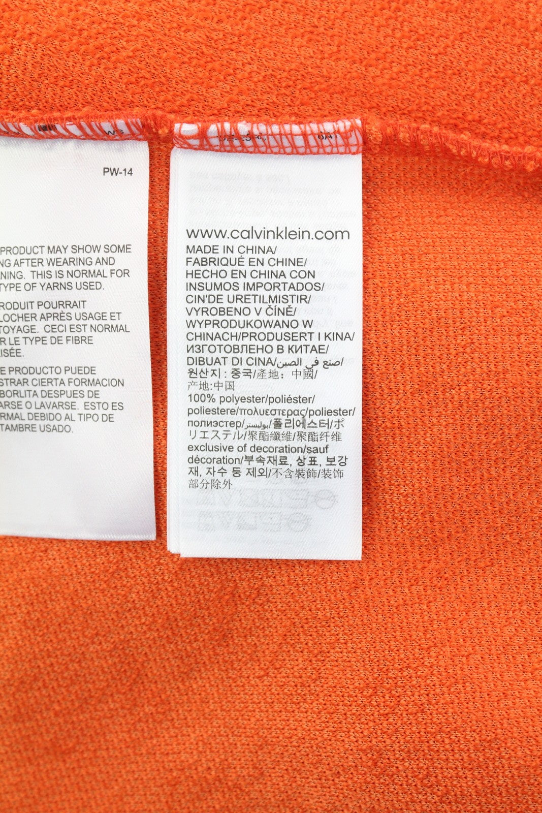 CALVIN KLEIN Badge Sherpa Half Men Sweatshirt M Orange Fleece Pull On RRP129