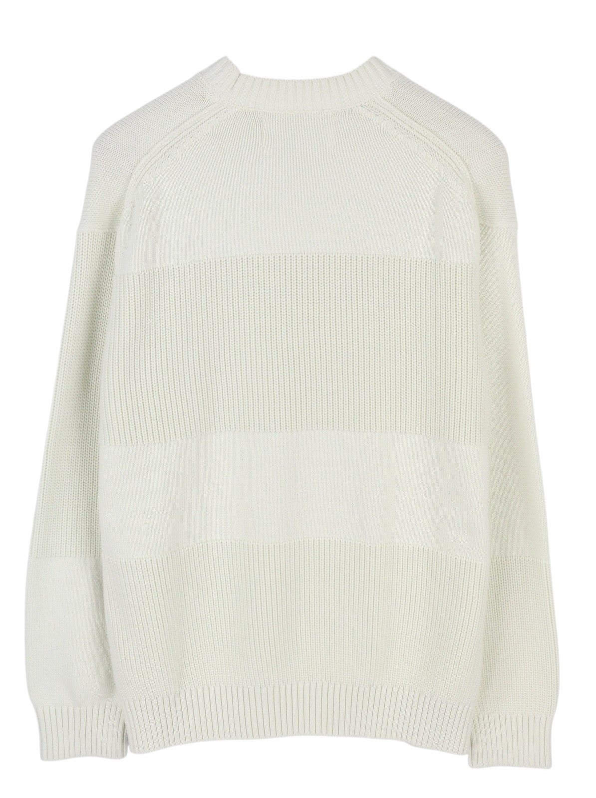 CALVIN KLEIN Stitch Blocking Men Jumper M Off White Stripe Knit Crew Pull On