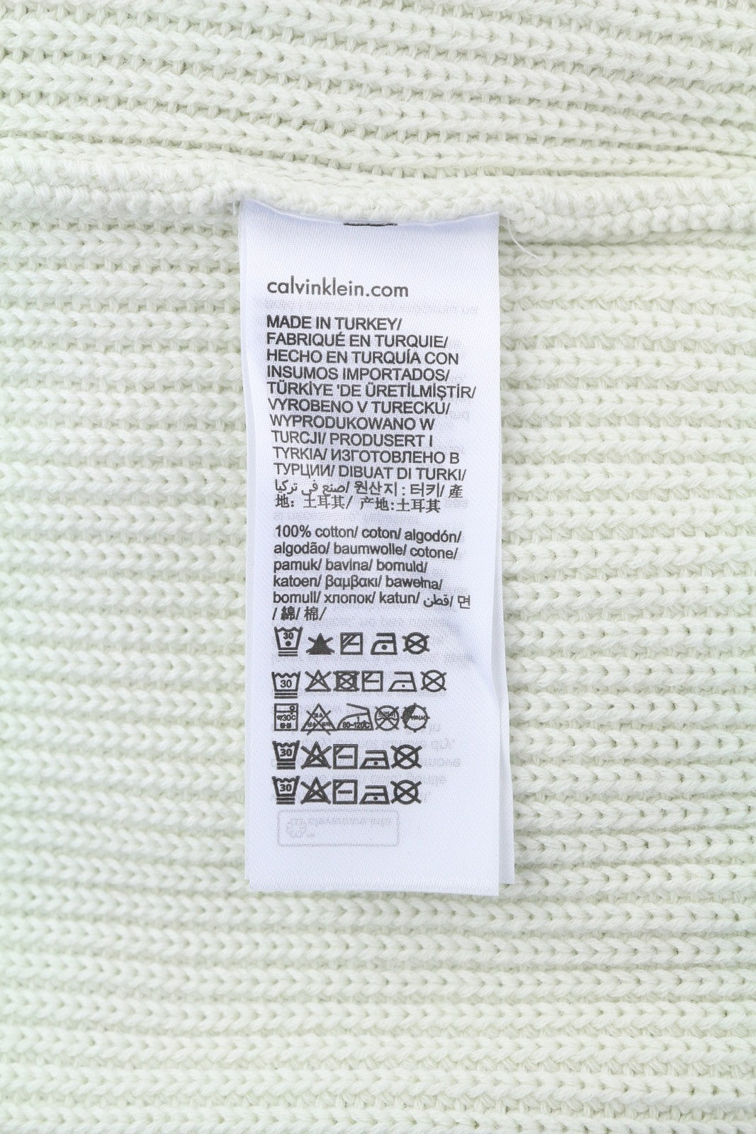 CALVIN KLEIN Stitch Blocking Men Jumper M Off White Stripe Knit Crew Pull On