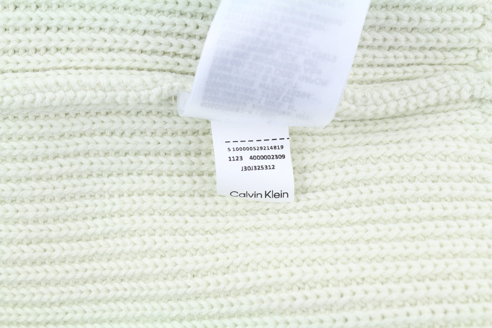 CALVIN KLEIN Stitch Blocking Men Jumper M Off White Stripe Knit Crew Pull On
