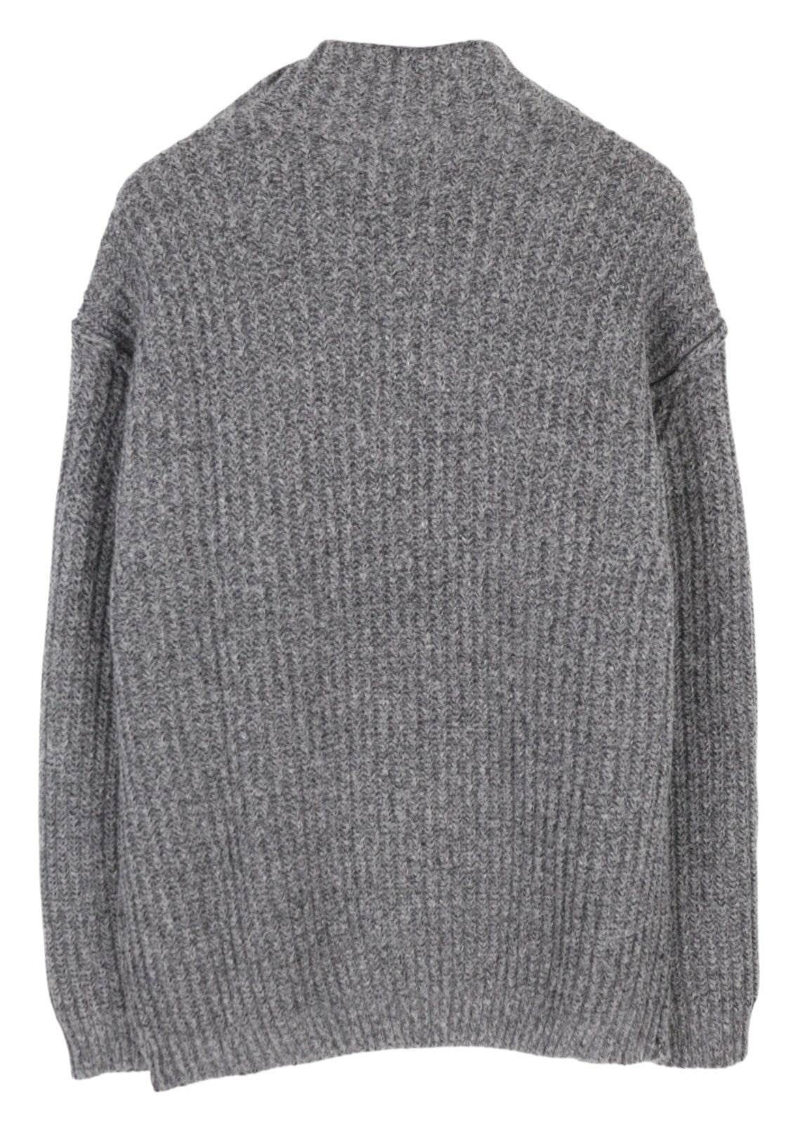 CALVIN KLEIN Men Jumper L Grey Wool Blend Tight-Knit Mock Neck Logo Pull On