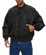 CALVIN KLEIN Men Jacket S Black Logo Print Insulated Loose Fit Bomber RRP149