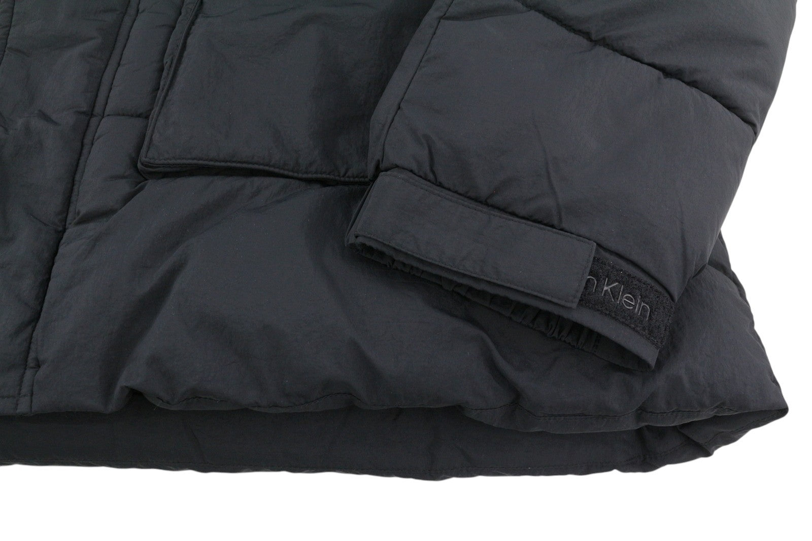 CALVIN KLEIN Crinkle Nylon Long Length Quilt Men Jacket 2XL Black Padded RRP379