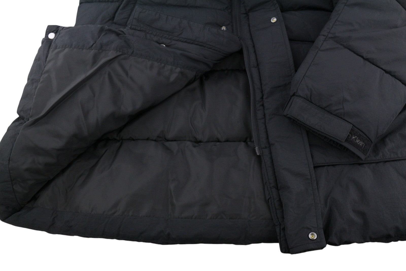 CALVIN KLEIN Crinkle Nylon Long Length Quilt Men Jacket 2XL Black Padded RRP379