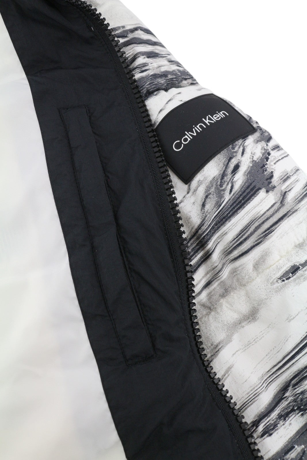 CALVIN KLEIN Crinkle Nylon Color Block Quilt Men Jacket 2XL Patterned Padded