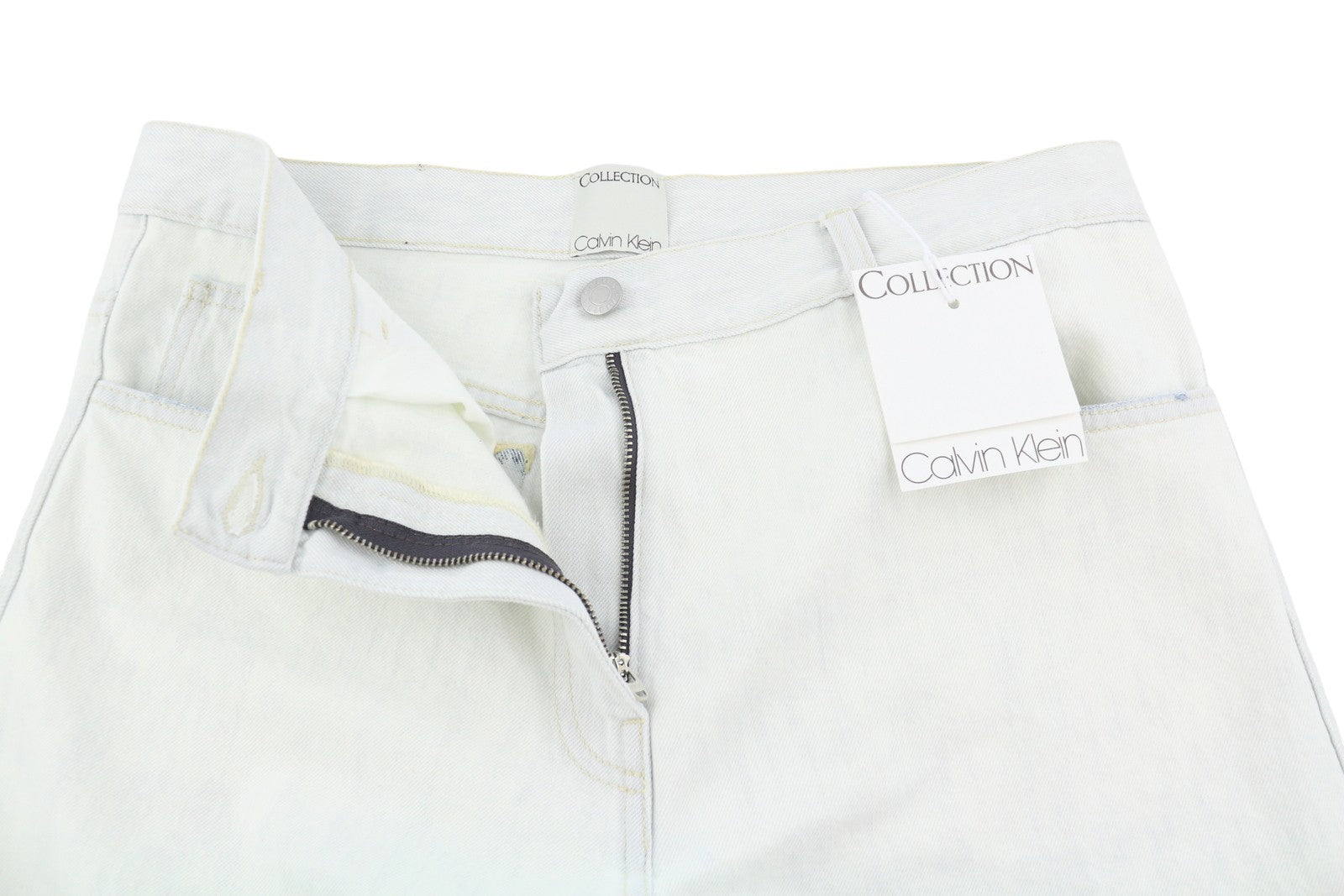 CALVIN KLEIN COLLECTION Women Jeans W29/L32 White Faded Relaxed Straight