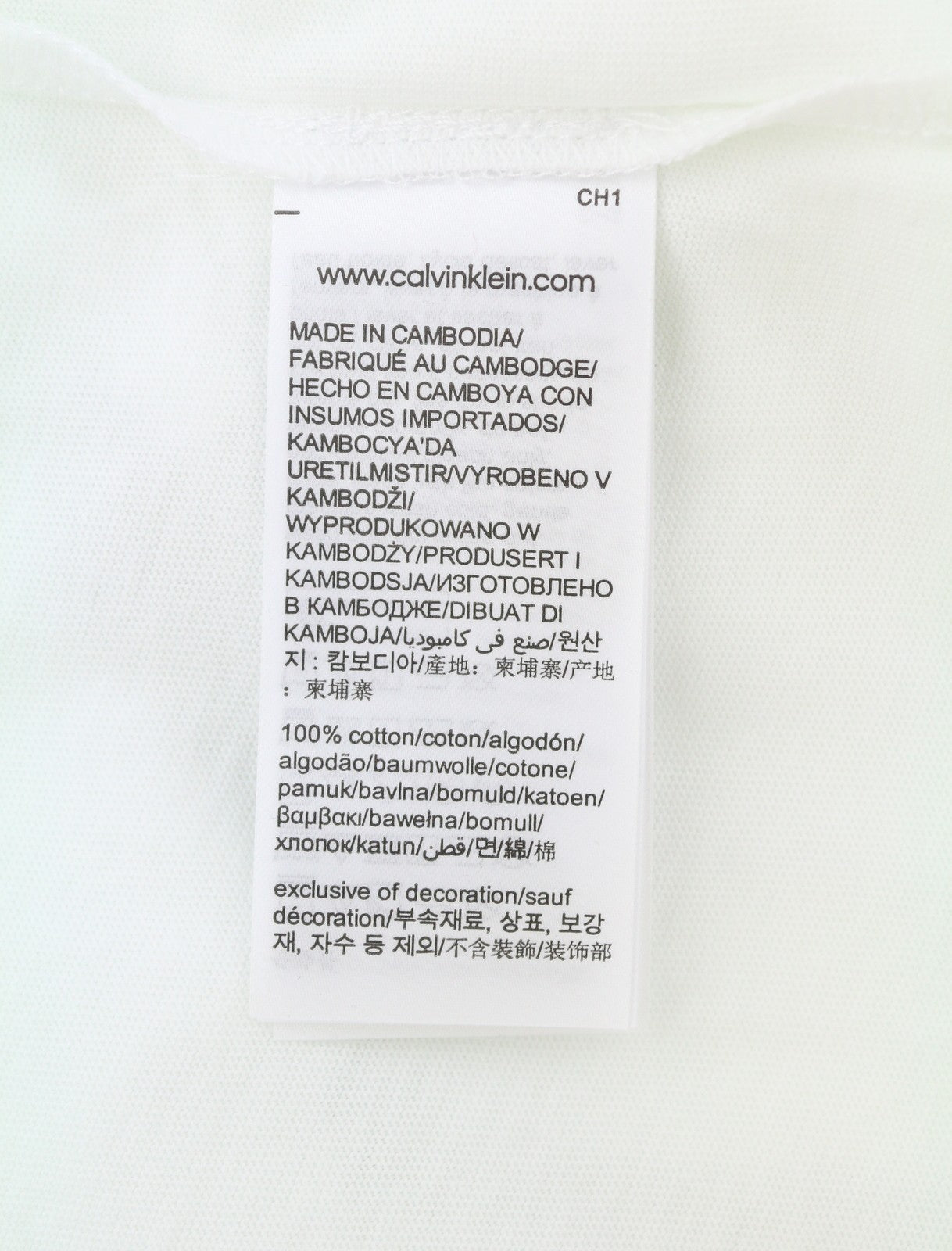 CALVIN KLEIN Men T-Shirt 2XL White Cotton Tricot Front Logo Short Sleeved