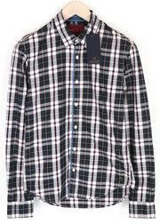 SCOTCH & SODA Ams Couture Men Shirt S Dark Green Pure Cotton Checked Button-Up