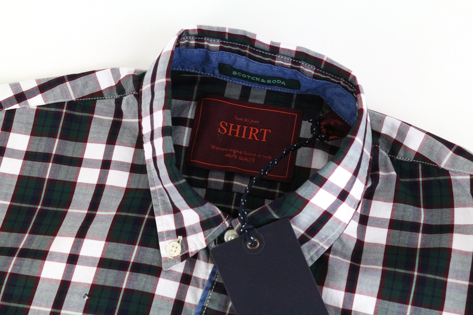 SCOTCH & SODA Ams Couture Men Shirt S Dark Green Pure Cotton Checked Button-Up