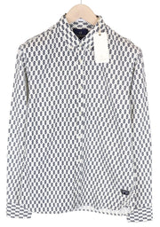 SCOTCH & SODA Ams Couture Men Shirt M Off-White Cotton Patterned Long Sleeve
