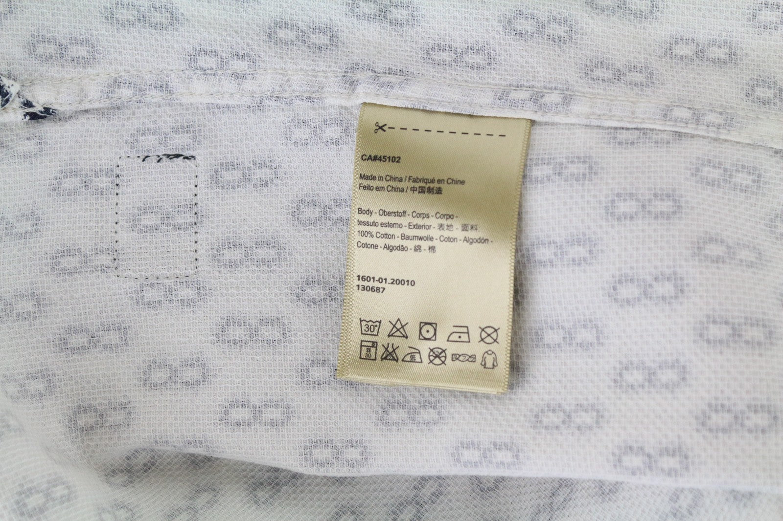 SCOTCH & SODA Ams Couture Men Shirt M Off-White Cotton Patterned Long Sleeve