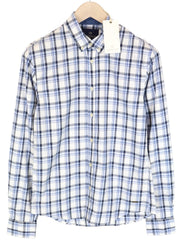 SCOTCH & SODA Ams Couture Men Shirt S White Blue Pure Cotton Check Long Sleeve