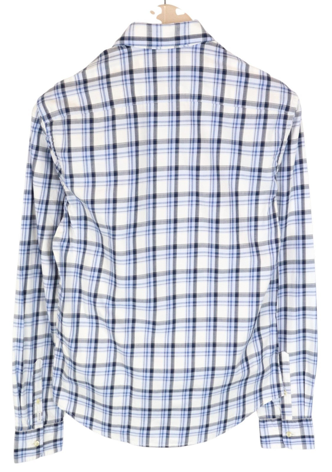 SCOTCH & SODA Ams Couture Men Shirt S White Blue Pure Cotton Check Long Sleeve