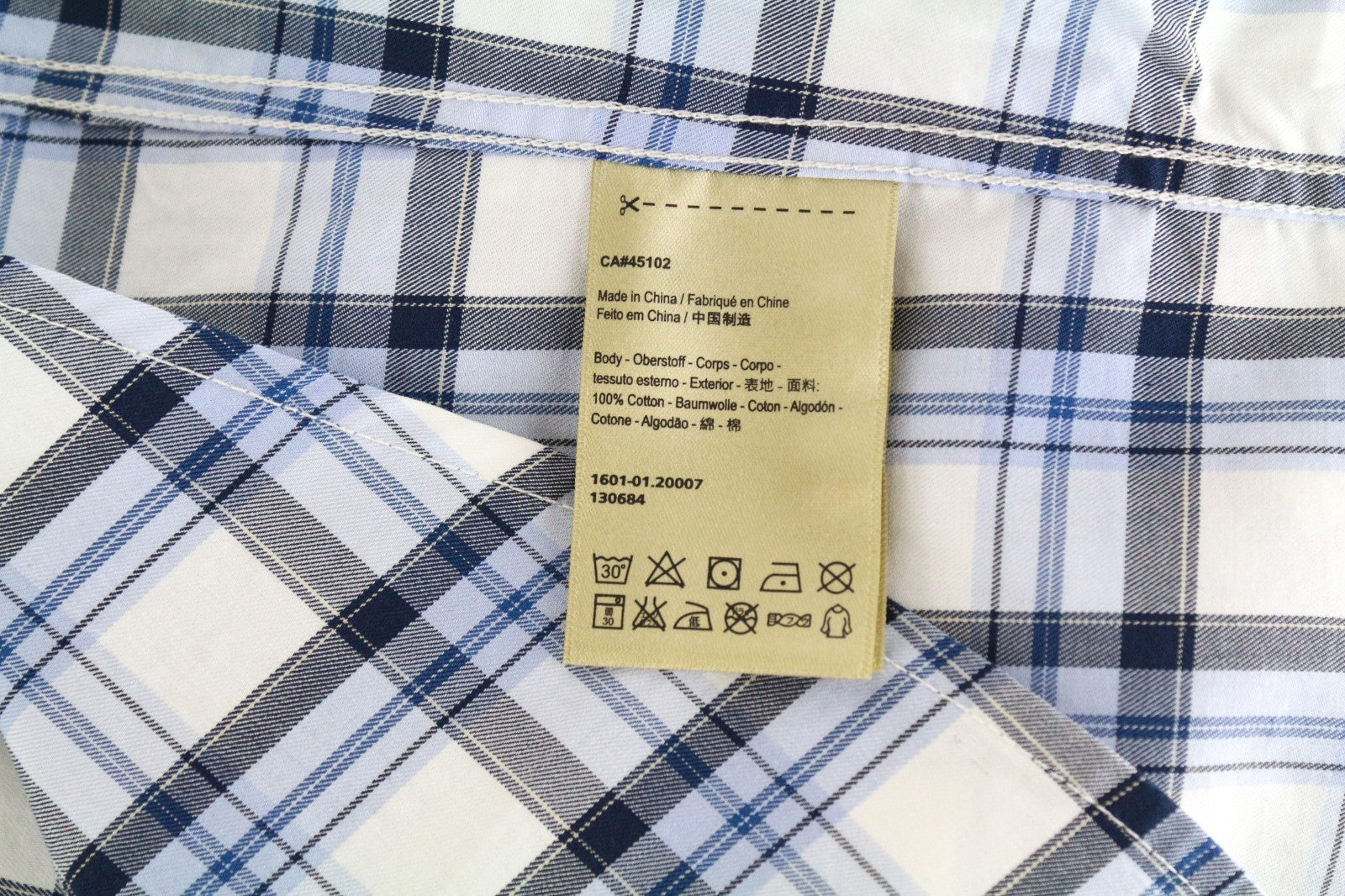 SCOTCH & SODA Ams Couture Men Shirt S White Blue Pure Cotton Check Long Sleeve