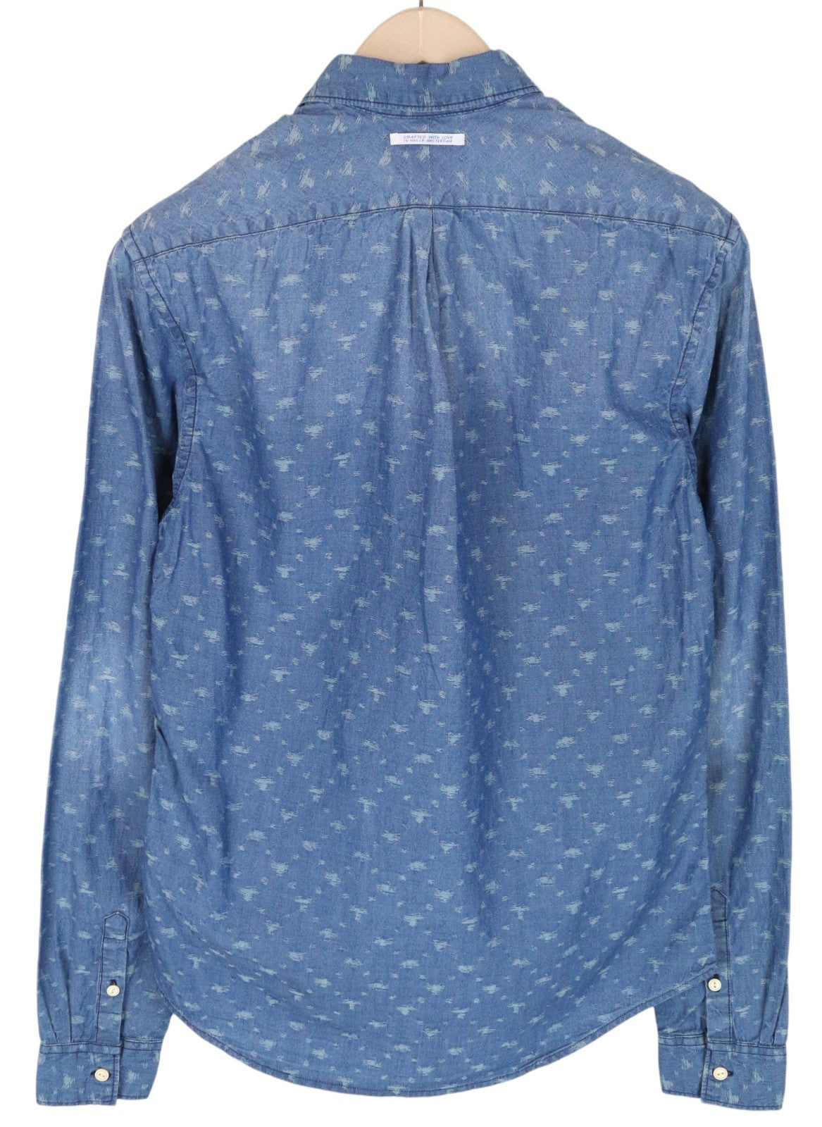 SCOTCH & SODA Ams Couture Men Shirt S Blue Pure Cotton Patterned Long Sleeved