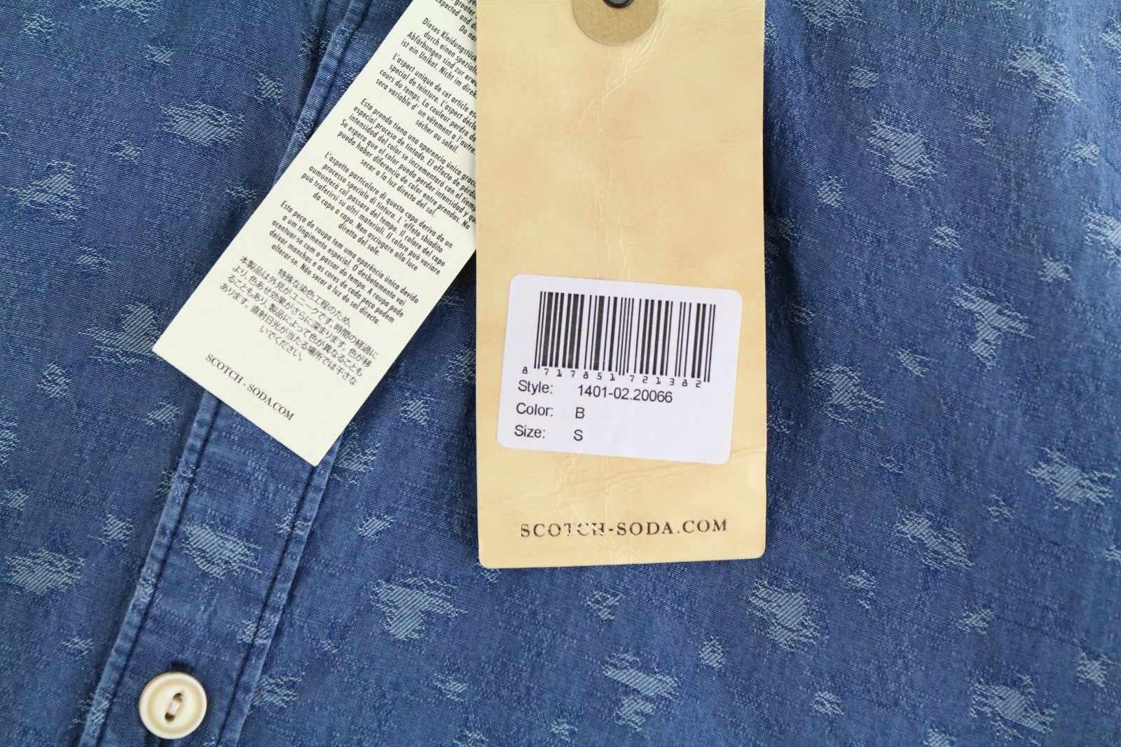 SCOTCH & SODA Ams Couture Men Shirt S Blue Pure Cotton Patterned Long Sleeved