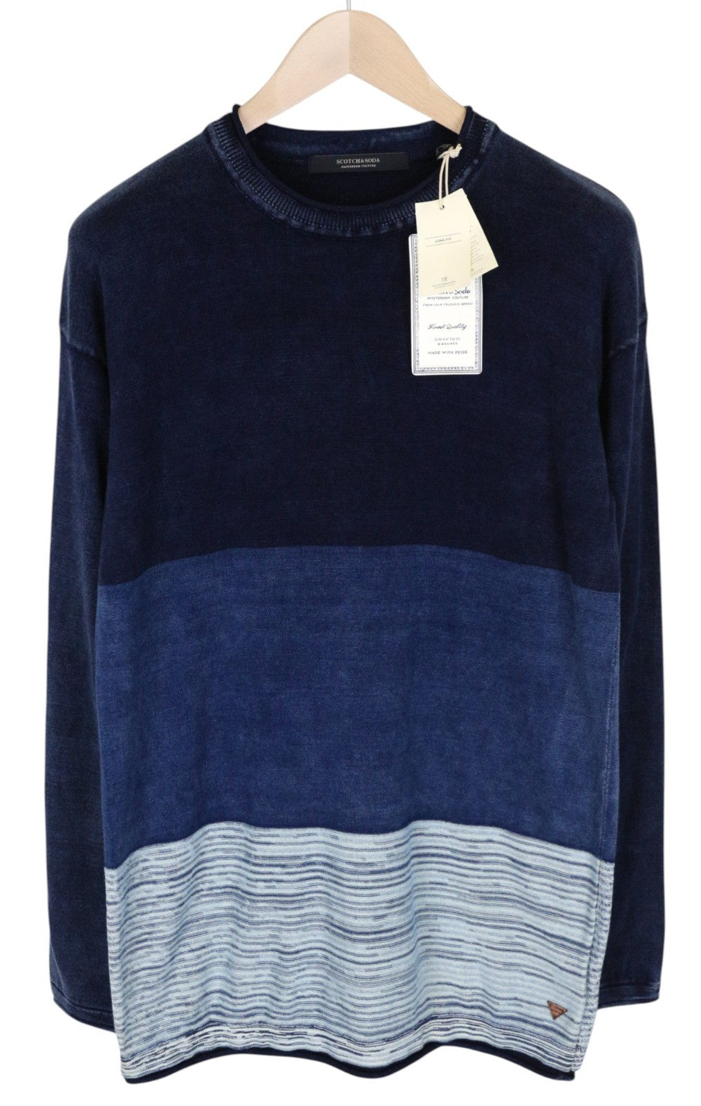 SCOTCH & SODA Ams Couture Men Sweatshirt M Blue Pure Cotton Long Fit Pull On