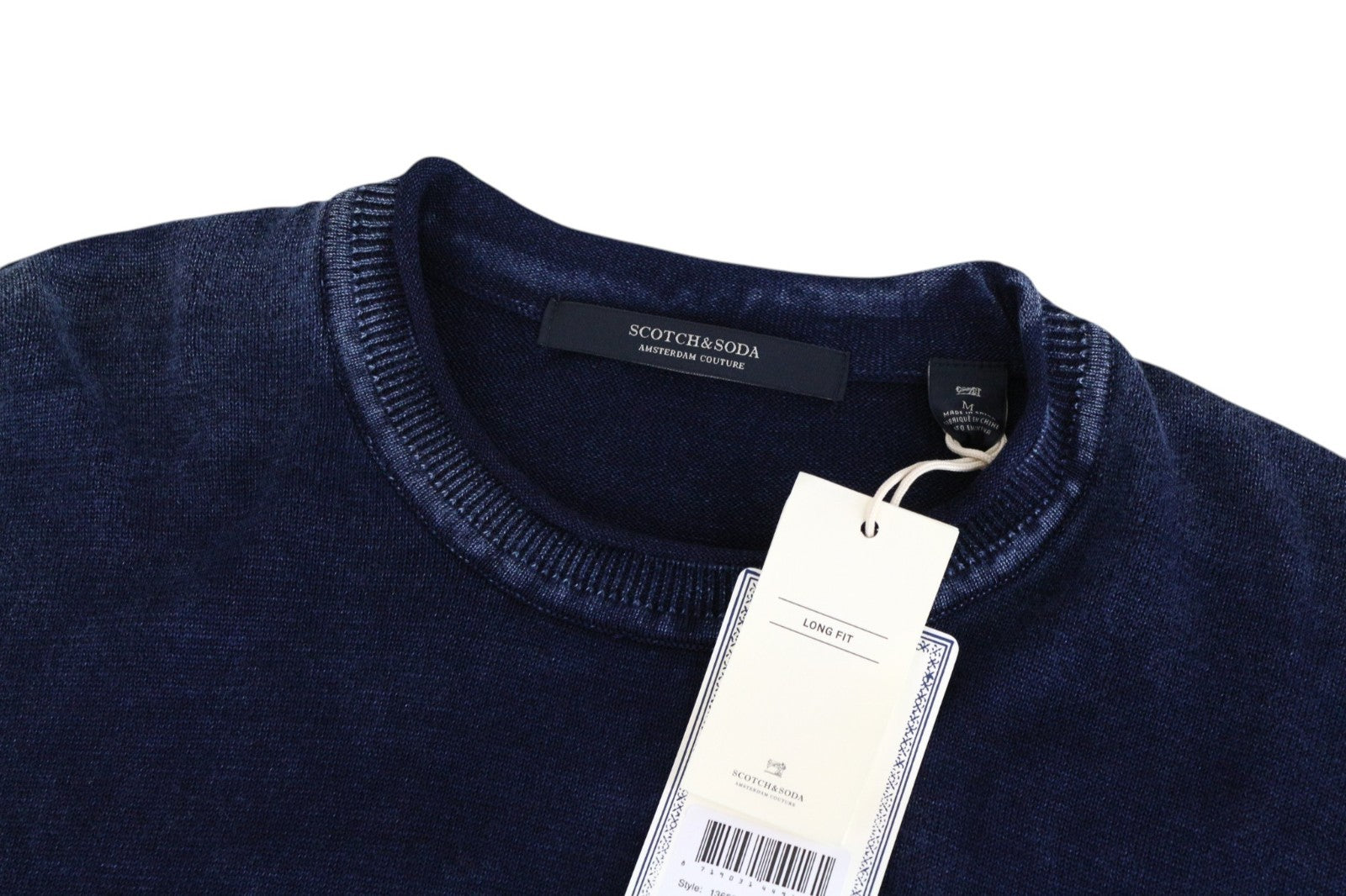 SCOTCH & SODA Ams Couture Men Sweatshirt M Blue Pure Cotton Long Fit Pull On