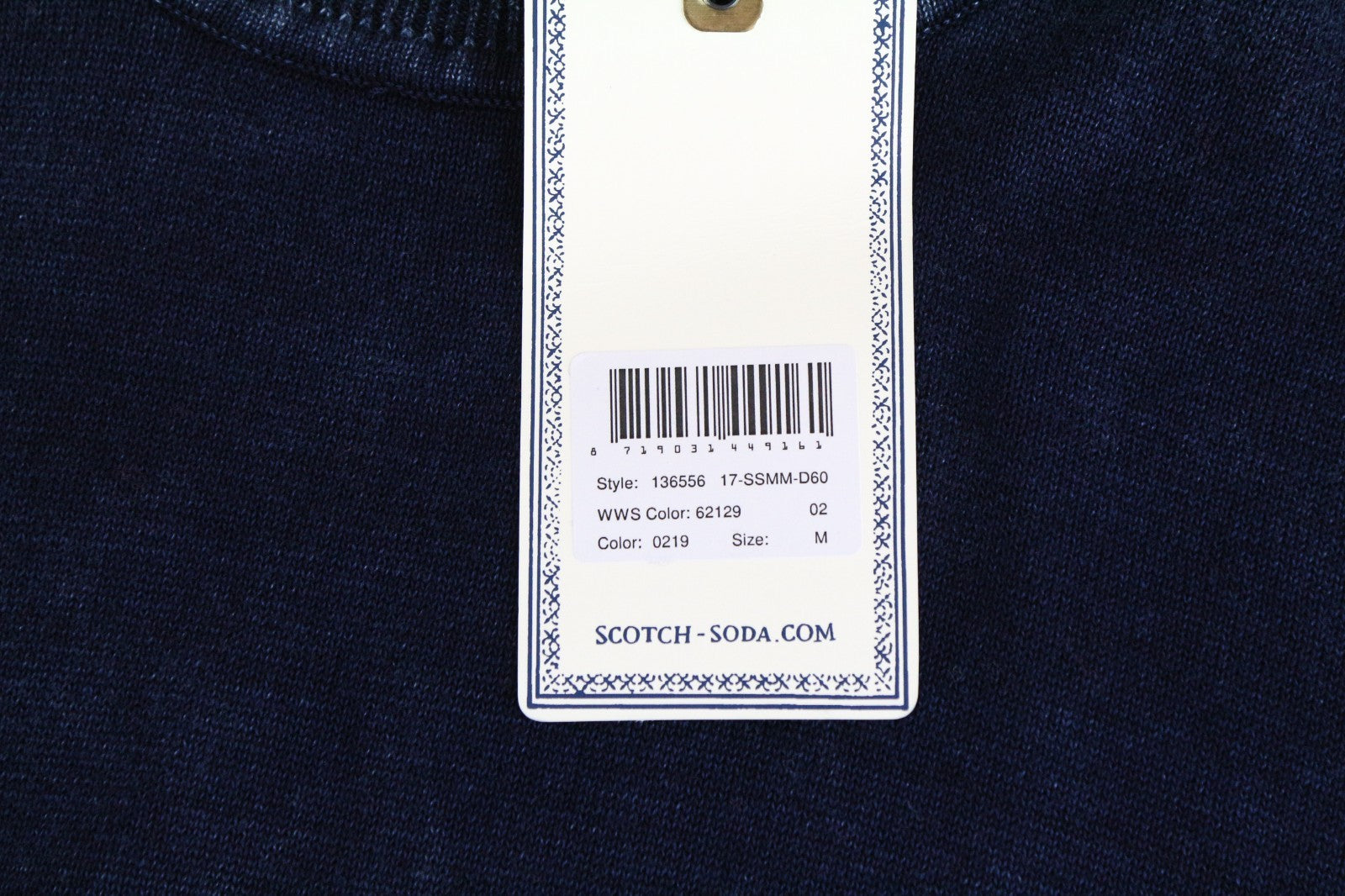 SCOTCH & SODA Ams Couture Men Sweatshirt M Blue Pure Cotton Long Fit Pull On