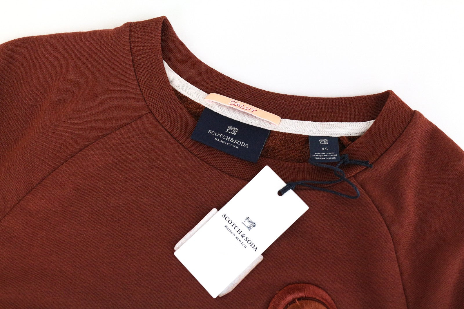 MAISON SCOTCH Women Sweatshirt XS Brown Cotton Blend Long Sleeve Pull On