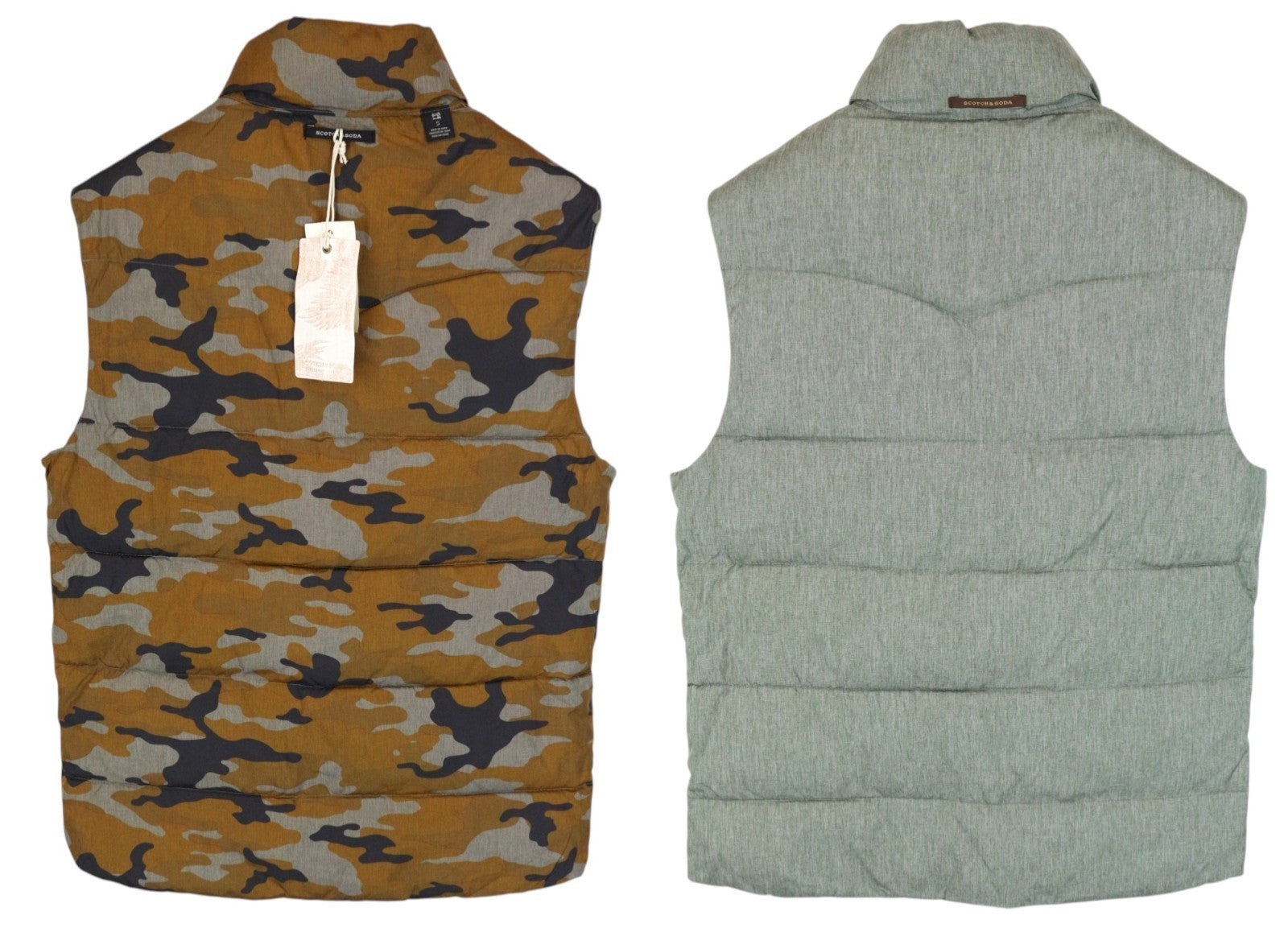 SCOTCH & SODA Ams Couture Men Jacket S Green Reversible Military Pattern Vest