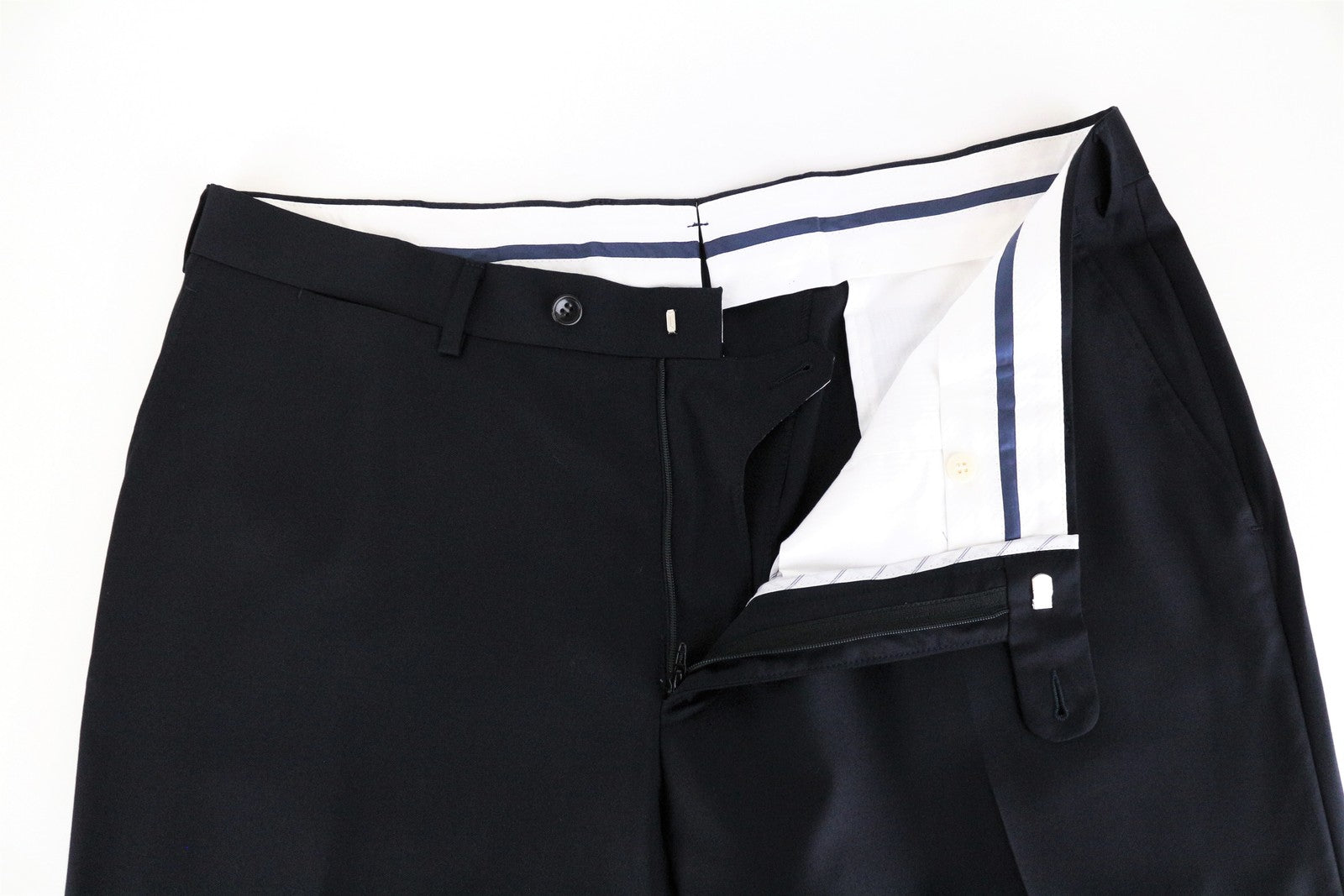 SUITSUPPLY Brescia Men Trousers UK46S Dark Navy Pure Wool Pleated Front Lined