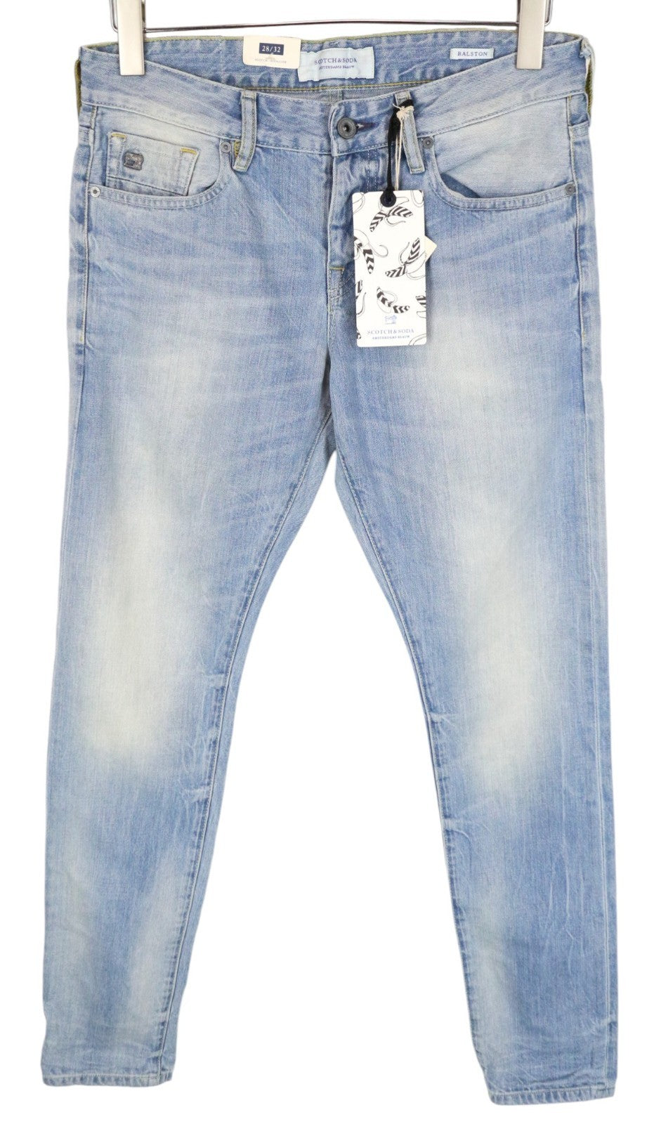 SCOTCH & SODA Ralston Men Jeans W28/L32 Slim Fit Washed Blue Pure Cotton