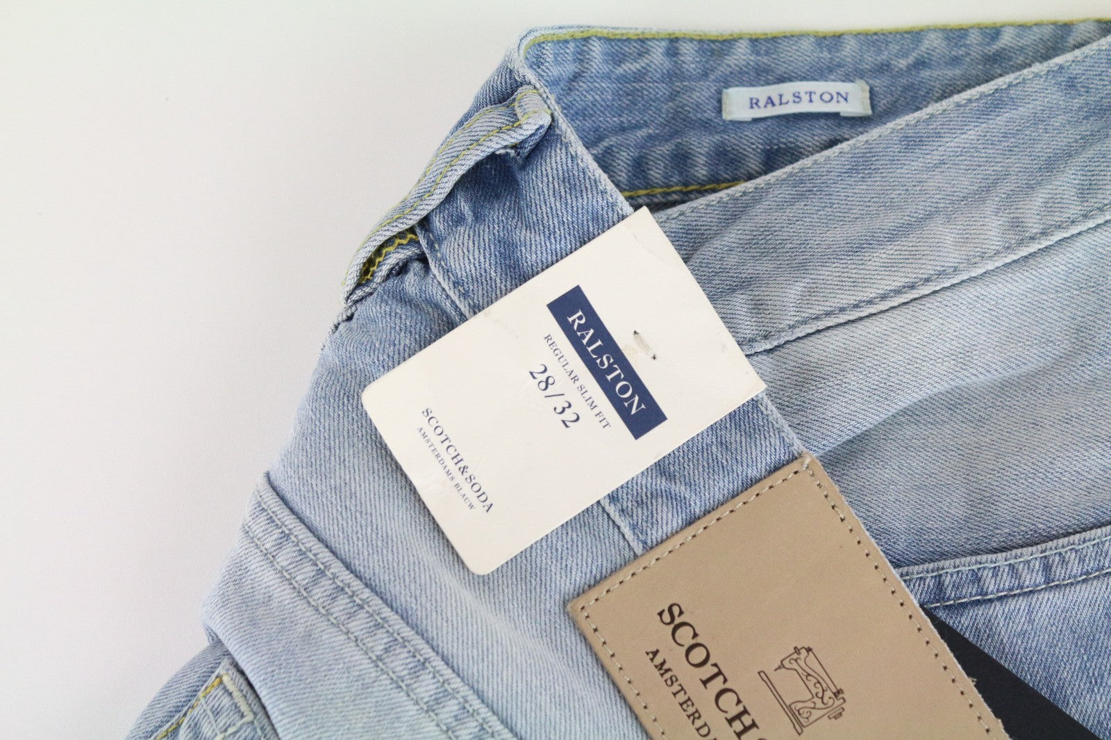 SCOTCH & SODA Ralston Men Jeans W28/L32 Slim Fit Washed Blue Pure Cotton