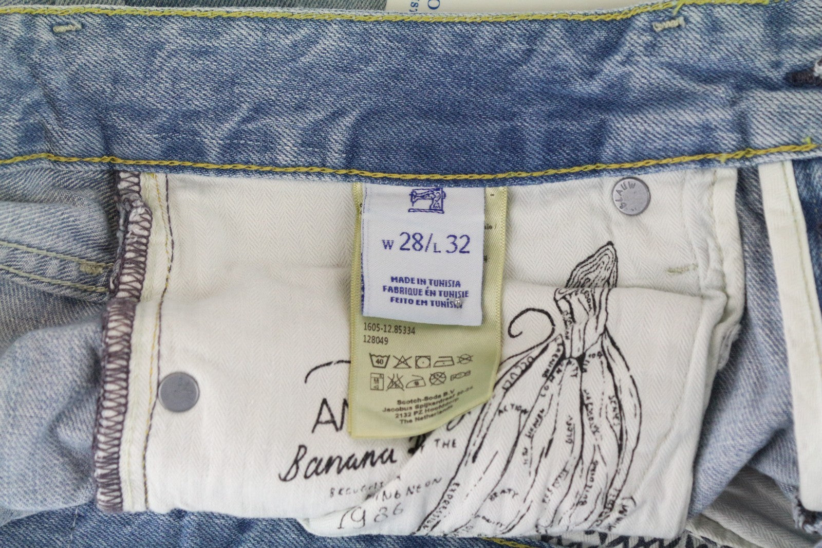SCOTCH & SODA Ralston Men Jeans W28/L32 Slim Fit Washed Blue Pure Cotton
