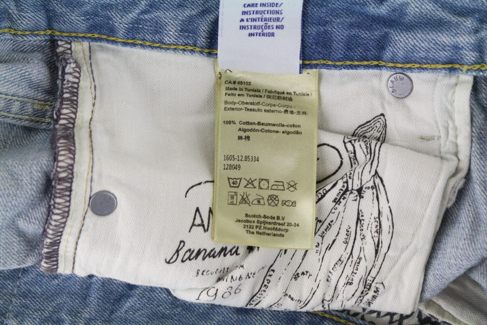 SCOTCH & SODA Ralston Men Jeans W28/L32 Slim Fit Washed Blue Pure Cotton