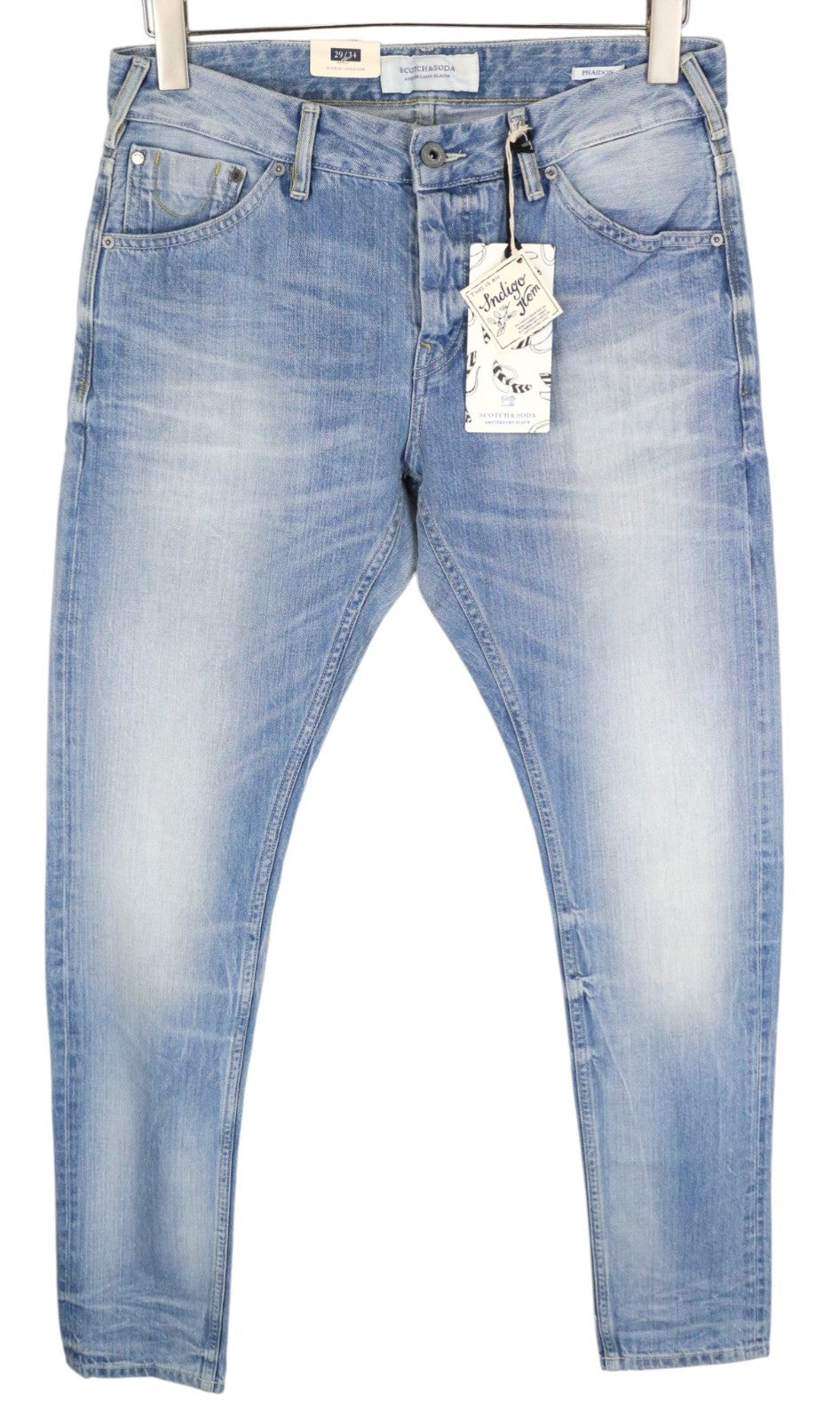 SCOTCH & SODA Phaidon Men Jeans W29/L34 Slim Fit Blue Pure Cotton Wash 5-Pocket