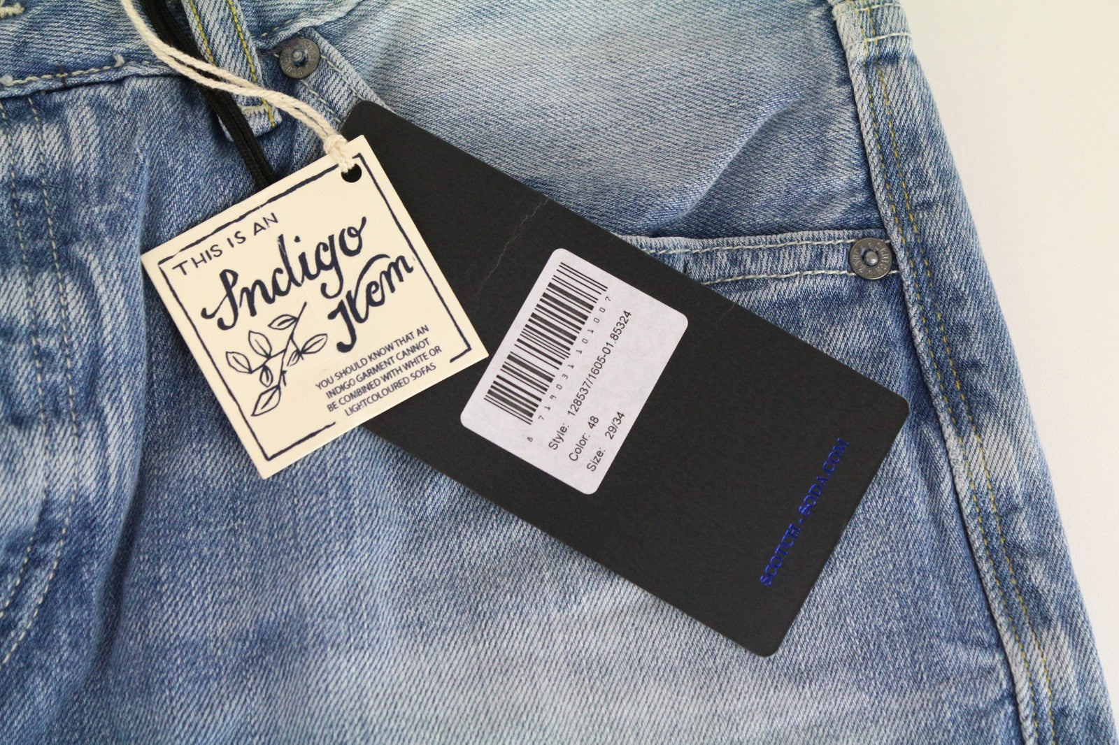 SCOTCH & SODA Phaidon Men Jeans W29/L34 Slim Fit Blue Pure Cotton Wash 5-Pocket