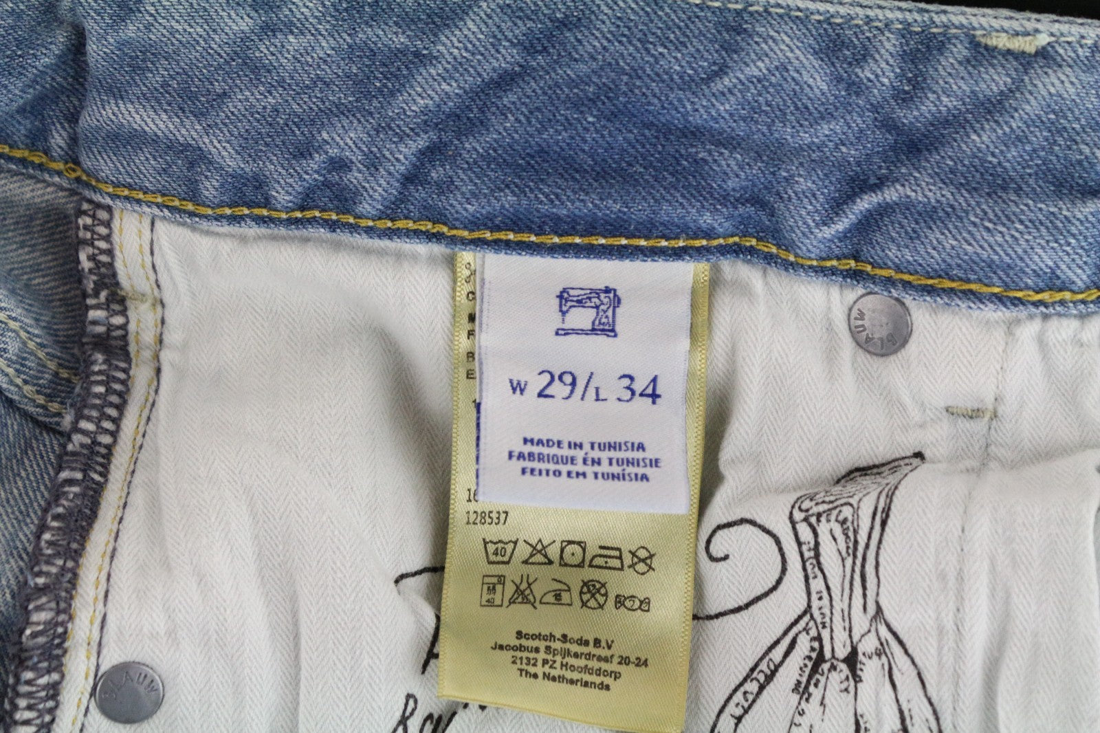 SCOTCH & SODA Phaidon Men Jeans W29/L34 Slim Fit Blue Pure Cotton Wash 5-Pocket