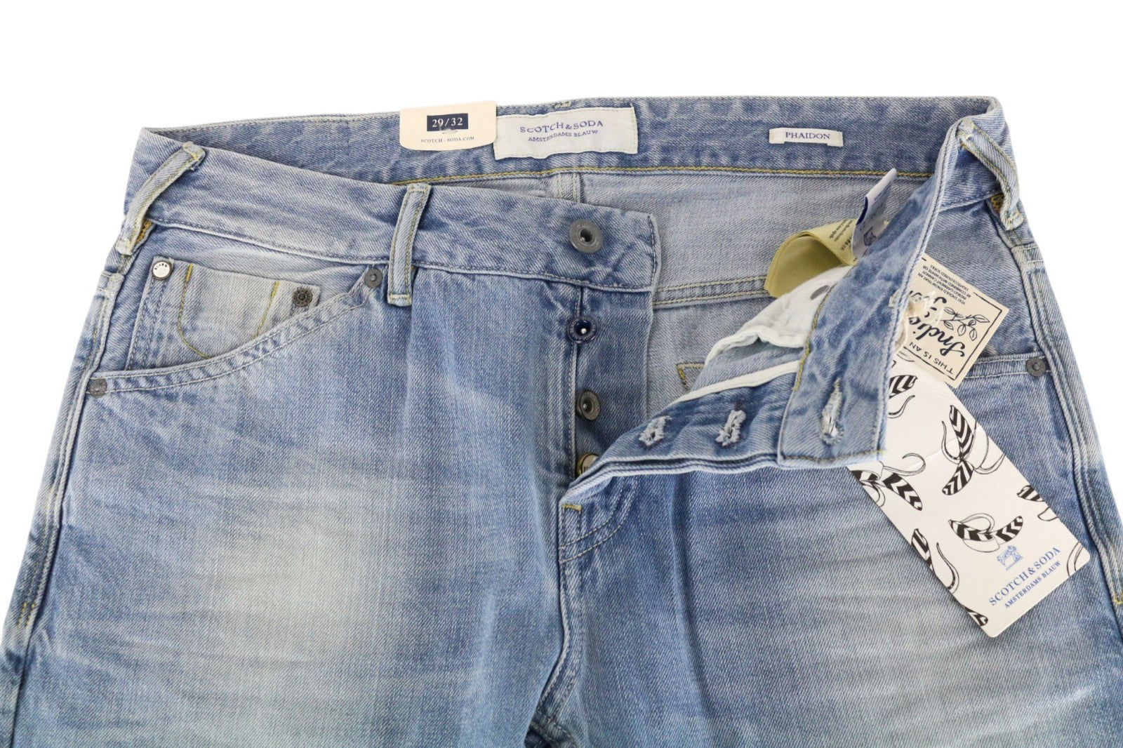 SCOTCH & SODA Phaidon Men Jeans W29/L32 Slim Fit Blue Cotton Washed 5-Pocket