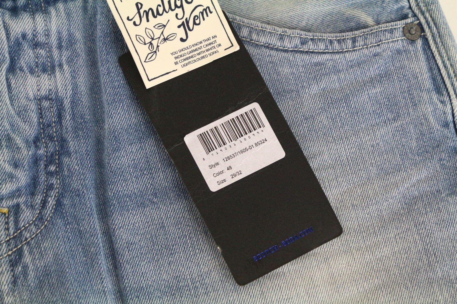 SCOTCH & SODA Phaidon Men Jeans W29/L32 Slim Fit Blue Cotton Washed 5-Pocket