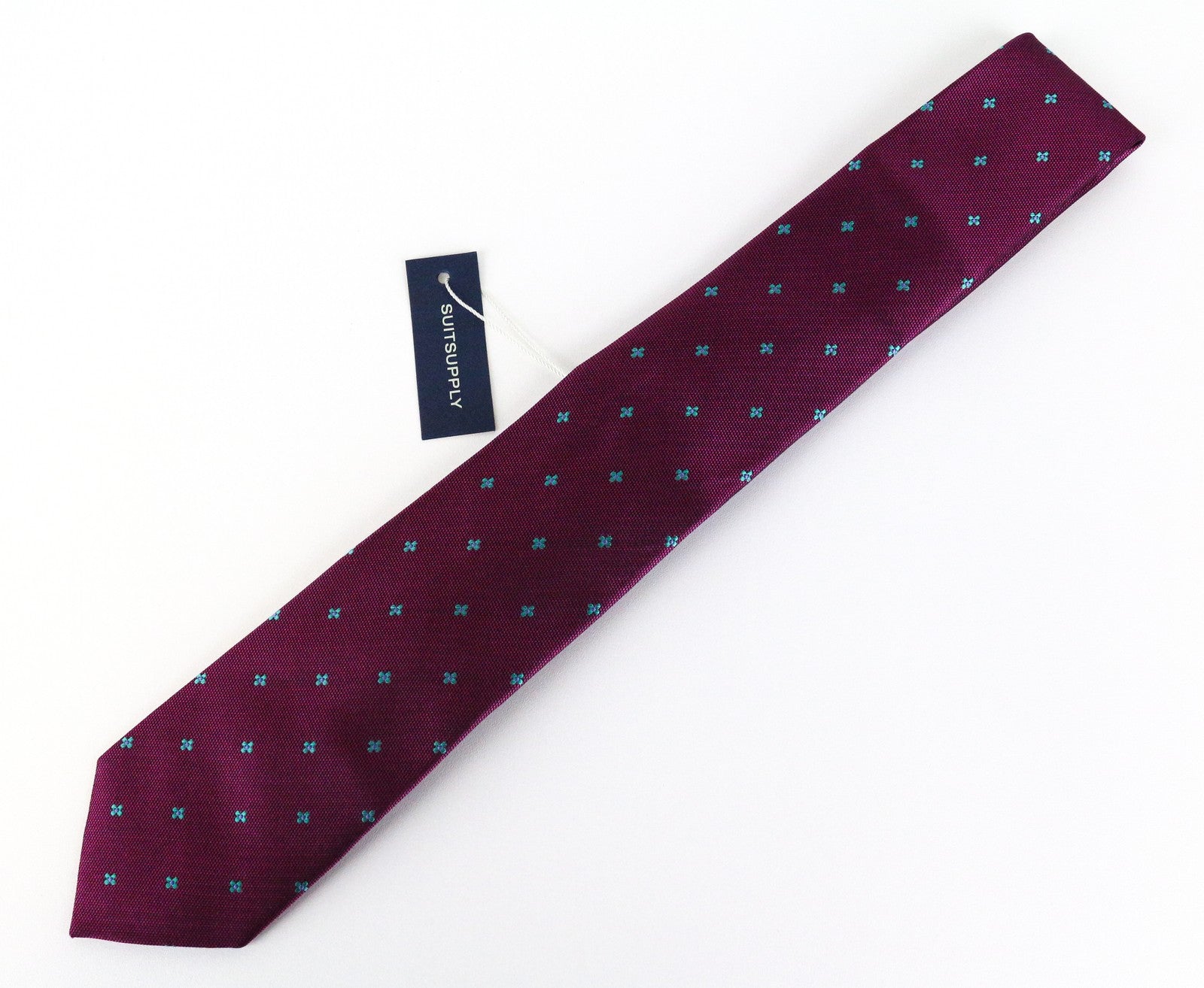 SUITSUPPLY Men Tie 148 x 8 cm Pink Purple Patterned Pure Silk Pointed-End