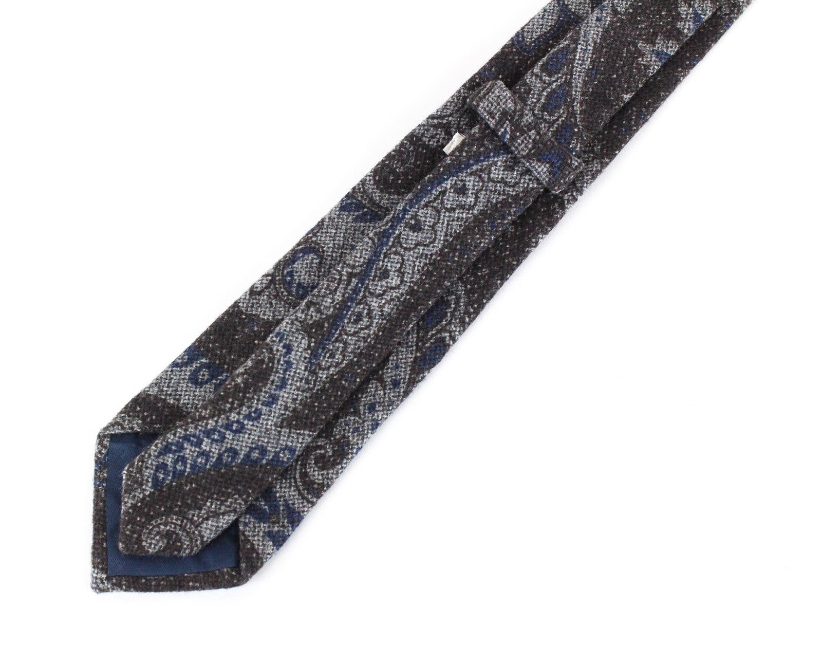 SUITSUPPLY Men Tie 150 x 8 cm Grey Blue Patterned Wool Silk Pointed-End Formal