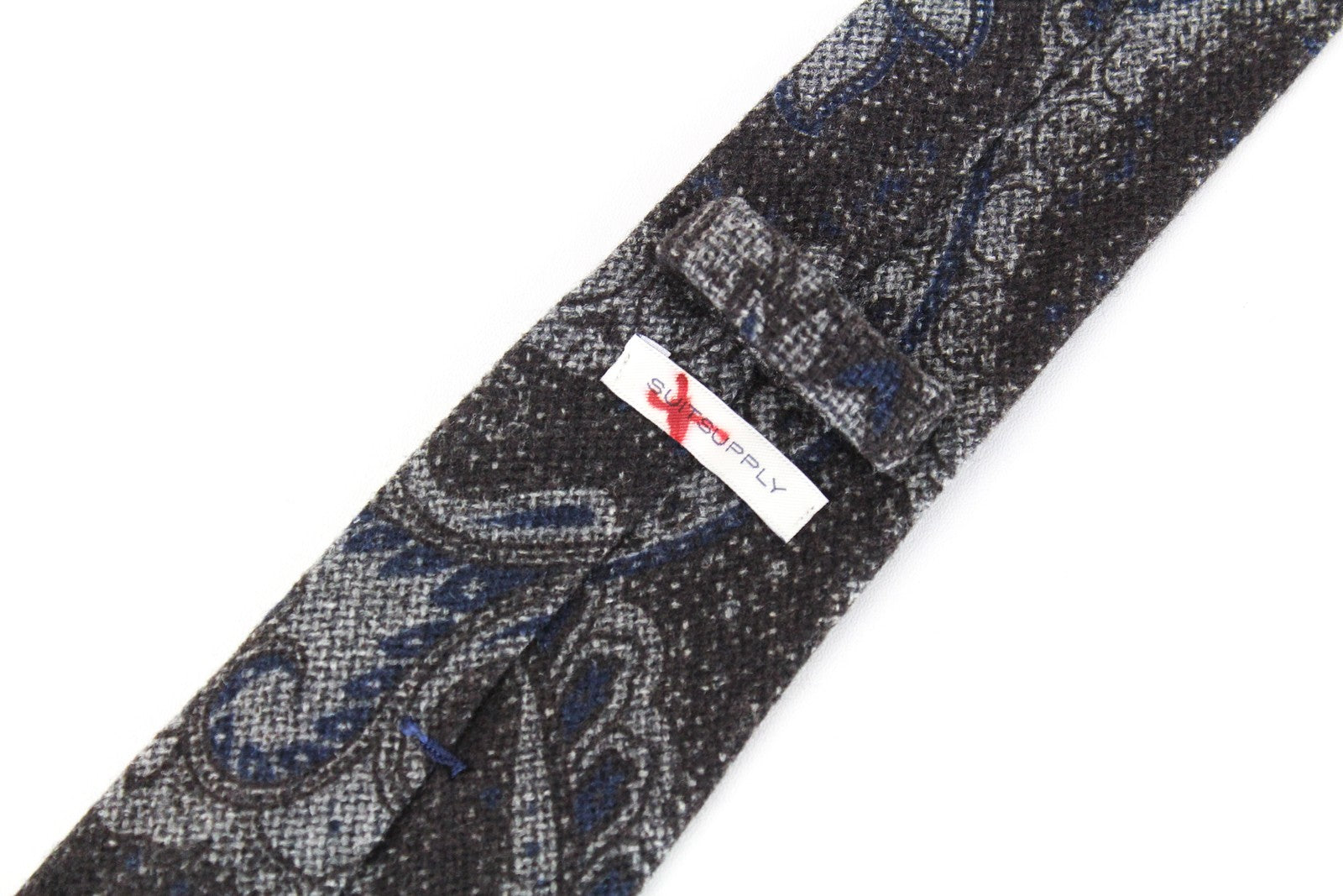 SUITSUPPLY Men Tie 150 x 8 cm Grey Blue Patterned Wool Silk Pointed-End Formal