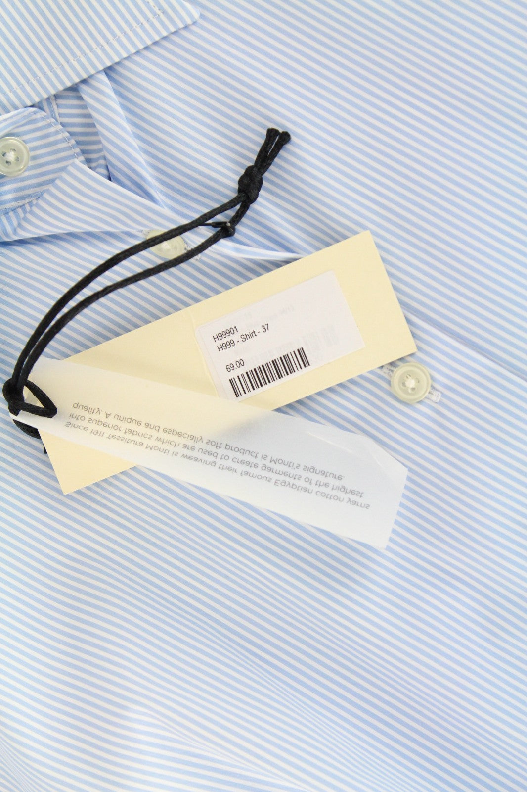 SUISTUDIO Women Shirt 44R Blue Cotton Stretch Striped Pattern Long Sleeved