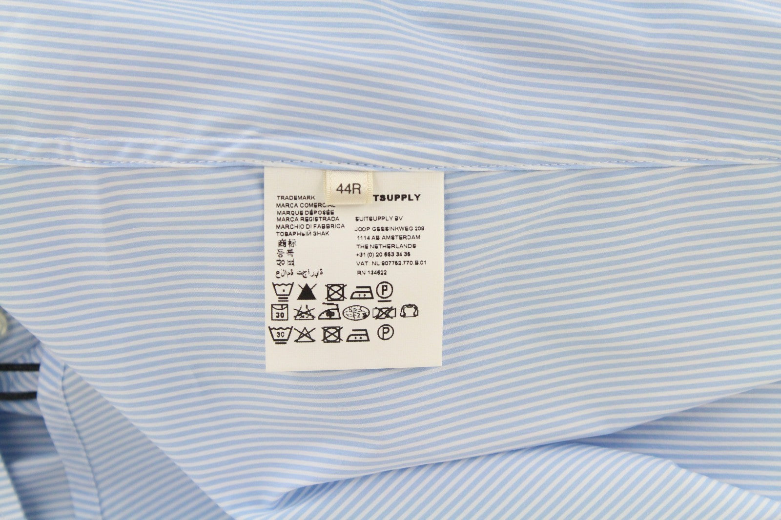 SUISTUDIO Women Shirt 44R Blue Cotton Stretch Striped Pattern Long Sleeved