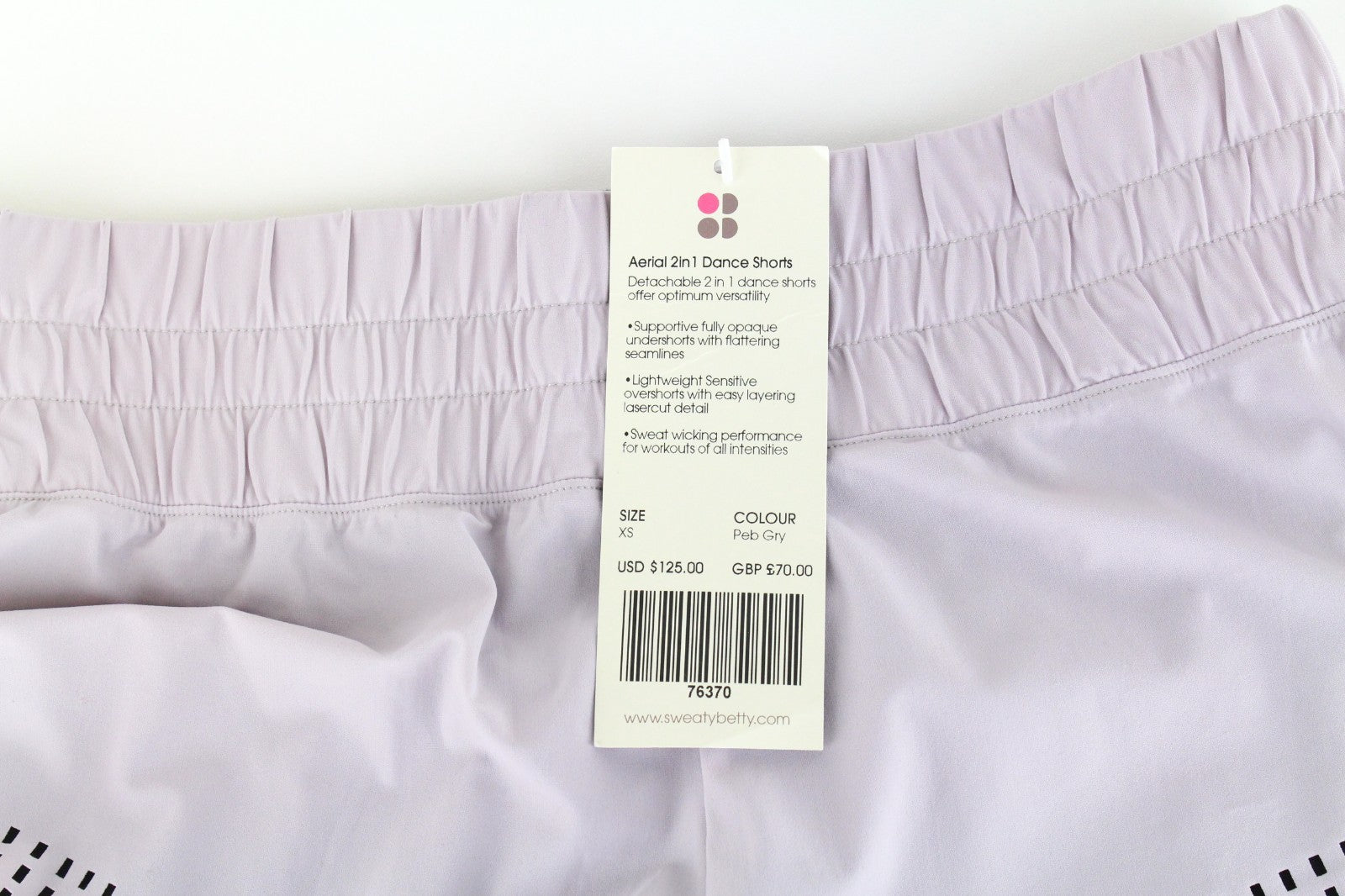 SWEATY BETTY Aerial 2in1 Women Shorts XS Purple Activewear Stretch Layered