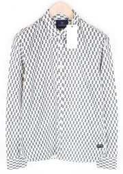 SCOTCH & SODA Ams Couture Men Shirt M White Cotton Pattern Long Sleeve Button