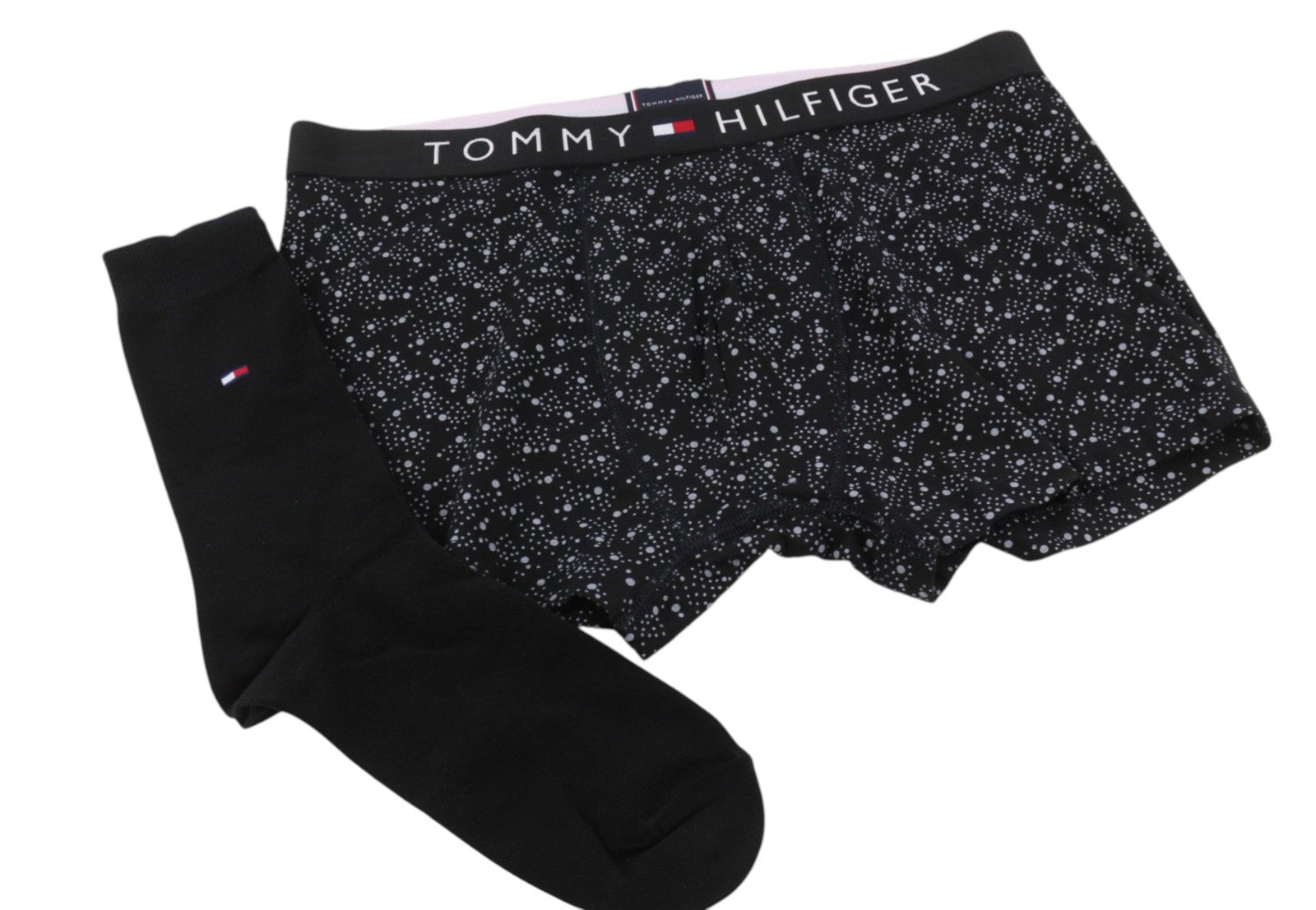 TOMMY HILFIGER Men Underwear M Black Trunk Print & Sock Set Boxers Patterned