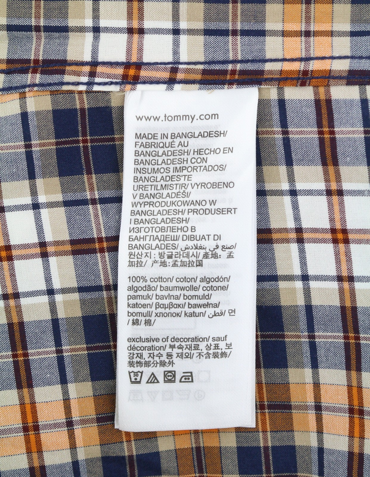 TOMMY HILFIGER THFlex Poplin Men Shirt M Colourful Plaid Button-Down Collar