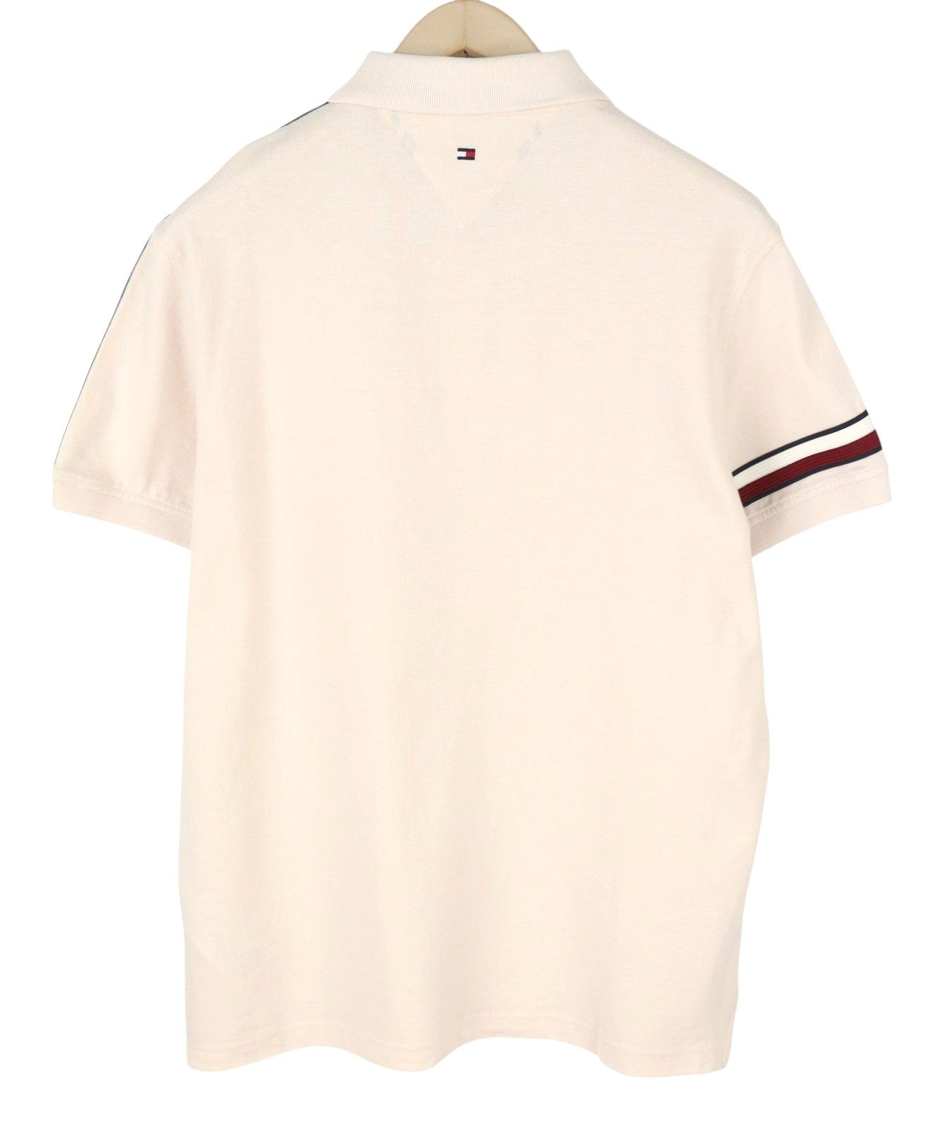 TOMMY HILFIGER Global Stripe Sleeve Men Polos L Feather White Logo Short Sleeve
