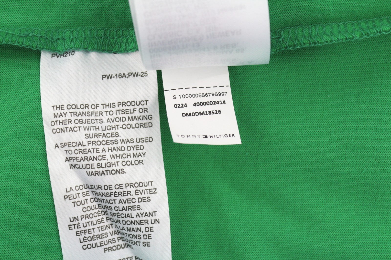 TOMMY HILFIGER Men T-Shirt L Green Crew Neck Logo Print Cotton Short Sleeve