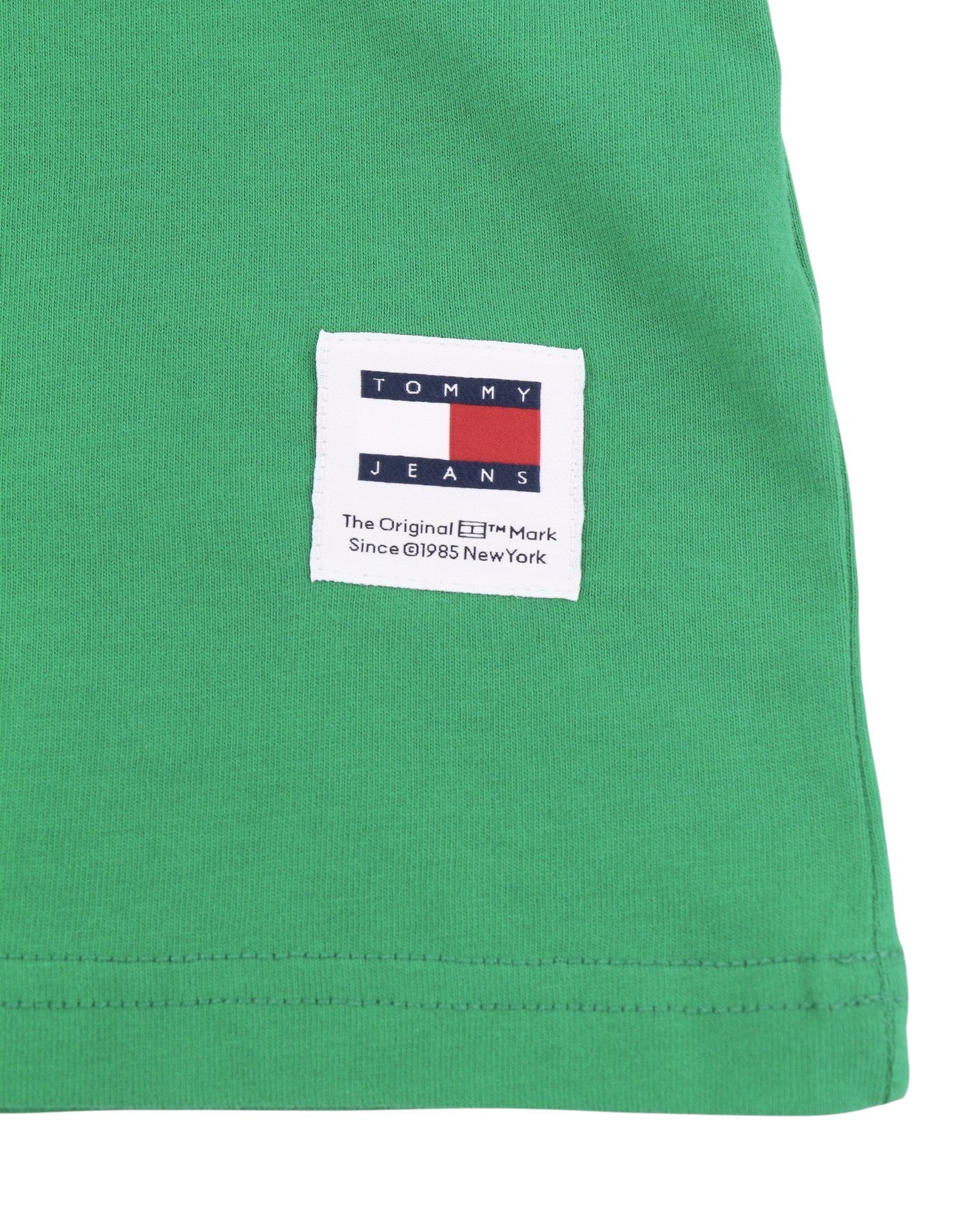 TOMMY HILFIGER Men T-Shirt L Green Crew Neck Logo Print Cotton Short Sleeve