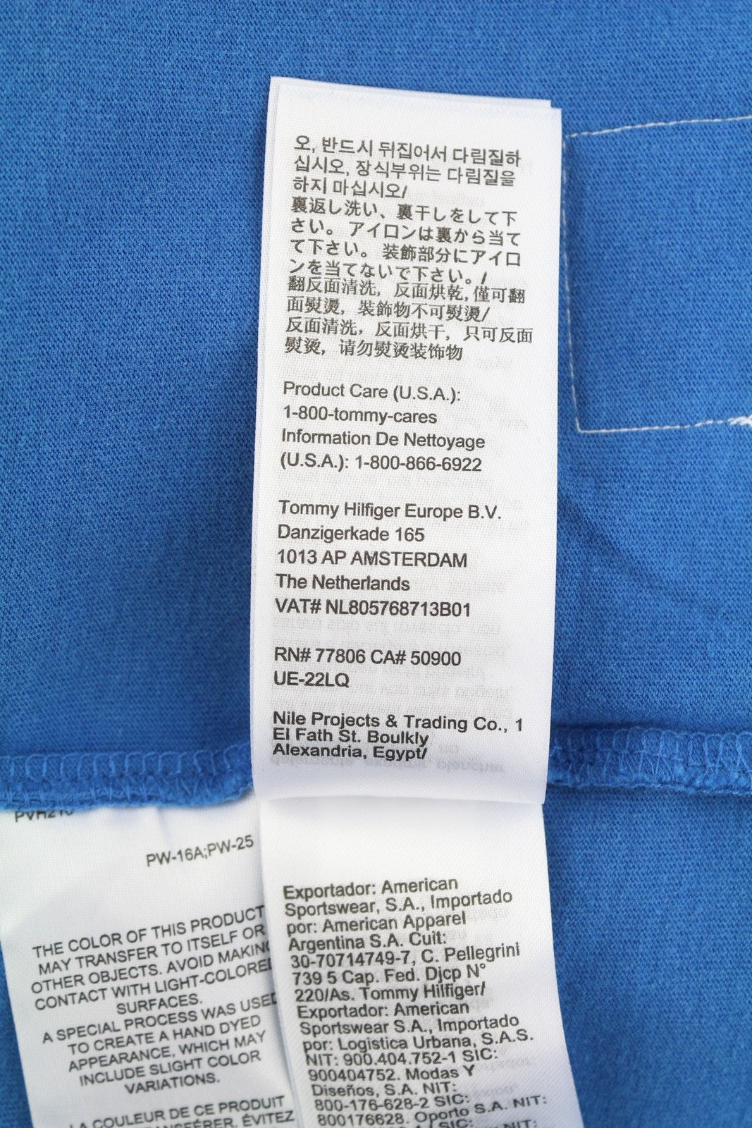 TOMMY HILFIGER Men T-Shirt M Blue Crew Neck Logo Print Cotton Short Sleeve