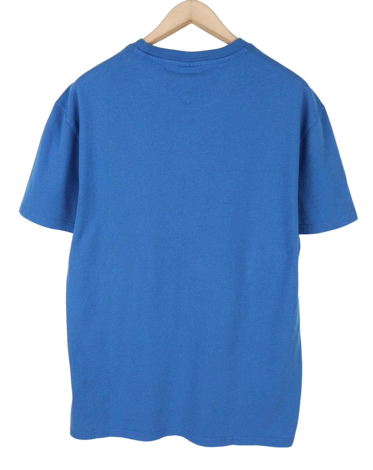 TOMMY HILFIGER Men T-Shirt M Blue Crew Neck Logo Print Cotton Short Sleeve